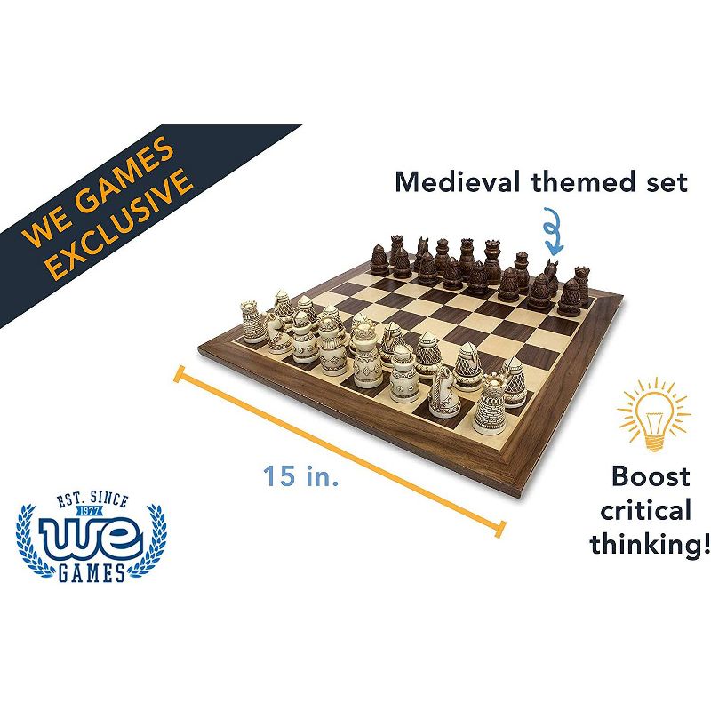WE Games Fancy Medieval Themed Chess Set - 15 in.