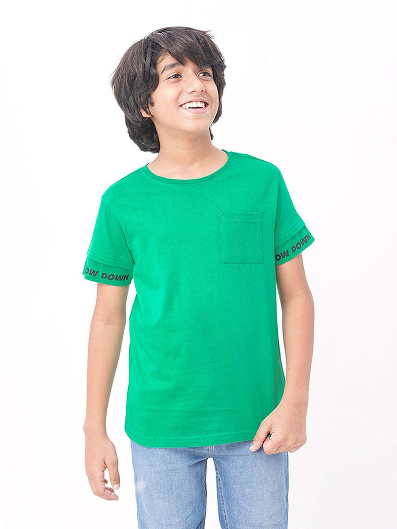 Edheads Boys Green Cotton Printed T-Shirt