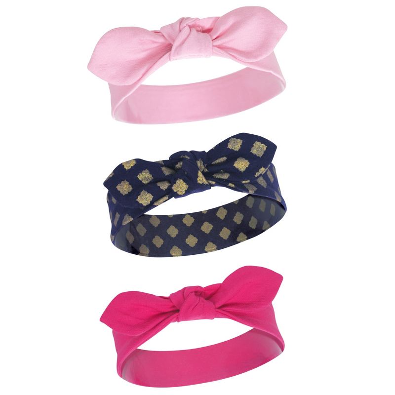 Yoga Sprout Baby and Toddler Girl Cotton Headbands 3pk, Gold Quatrefoil, 0-24 Months