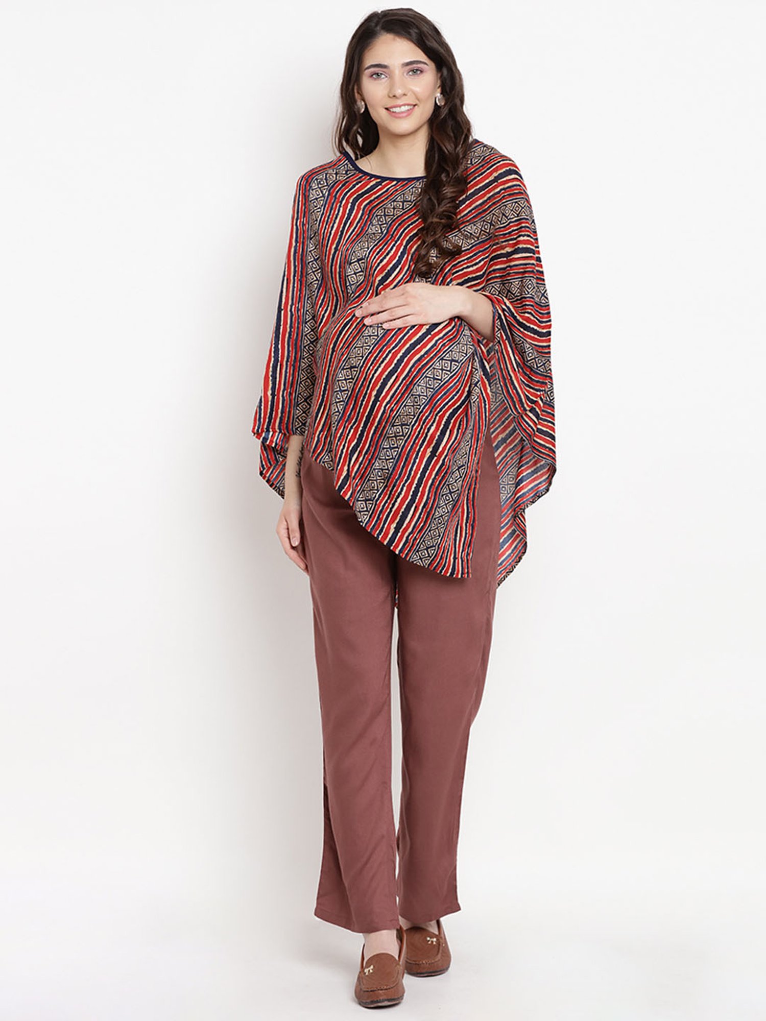 Mine4Nine Brown Maternity Trousers