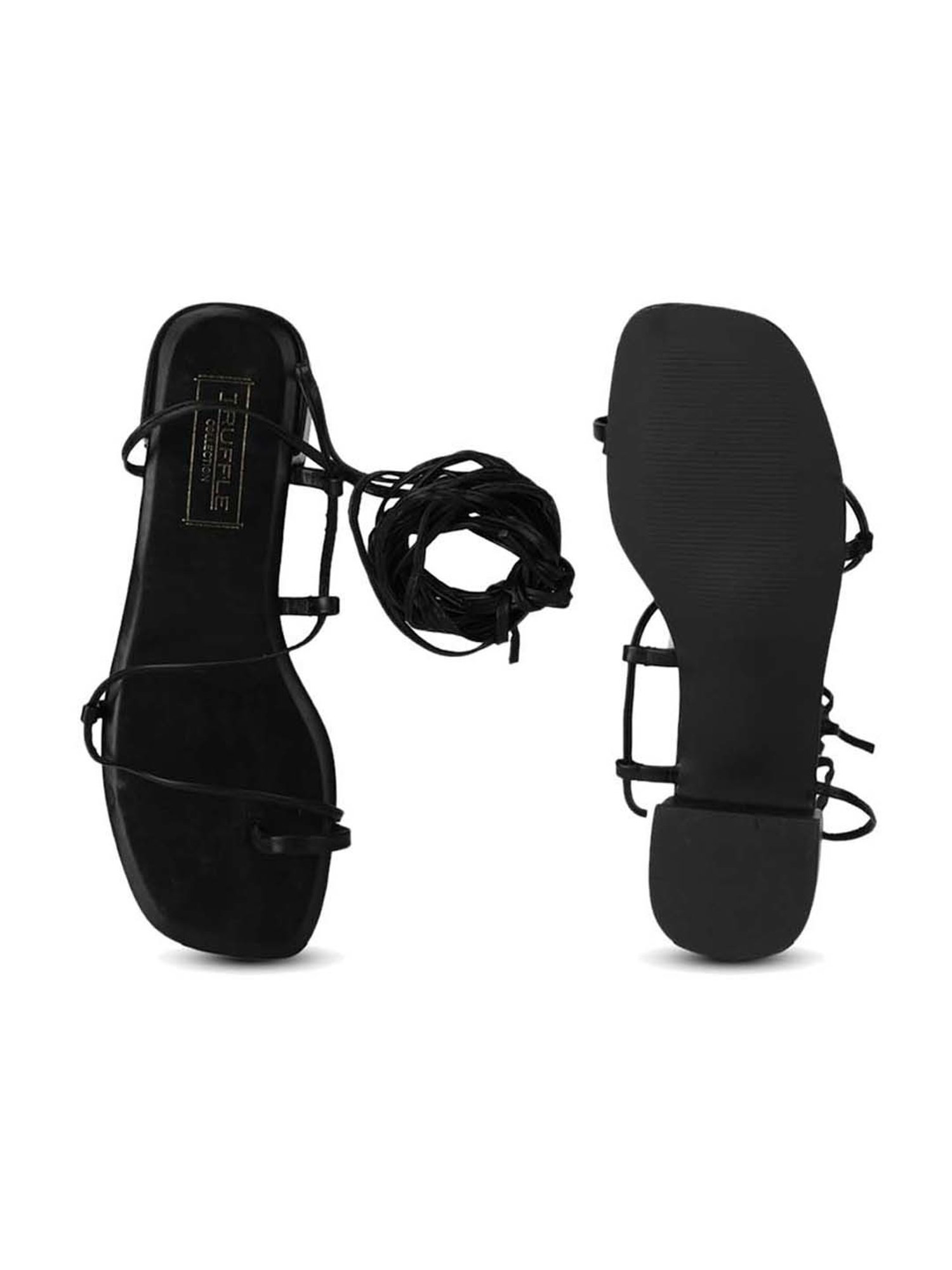 Truffle Collection Women's Black Ankle Strap Sandals