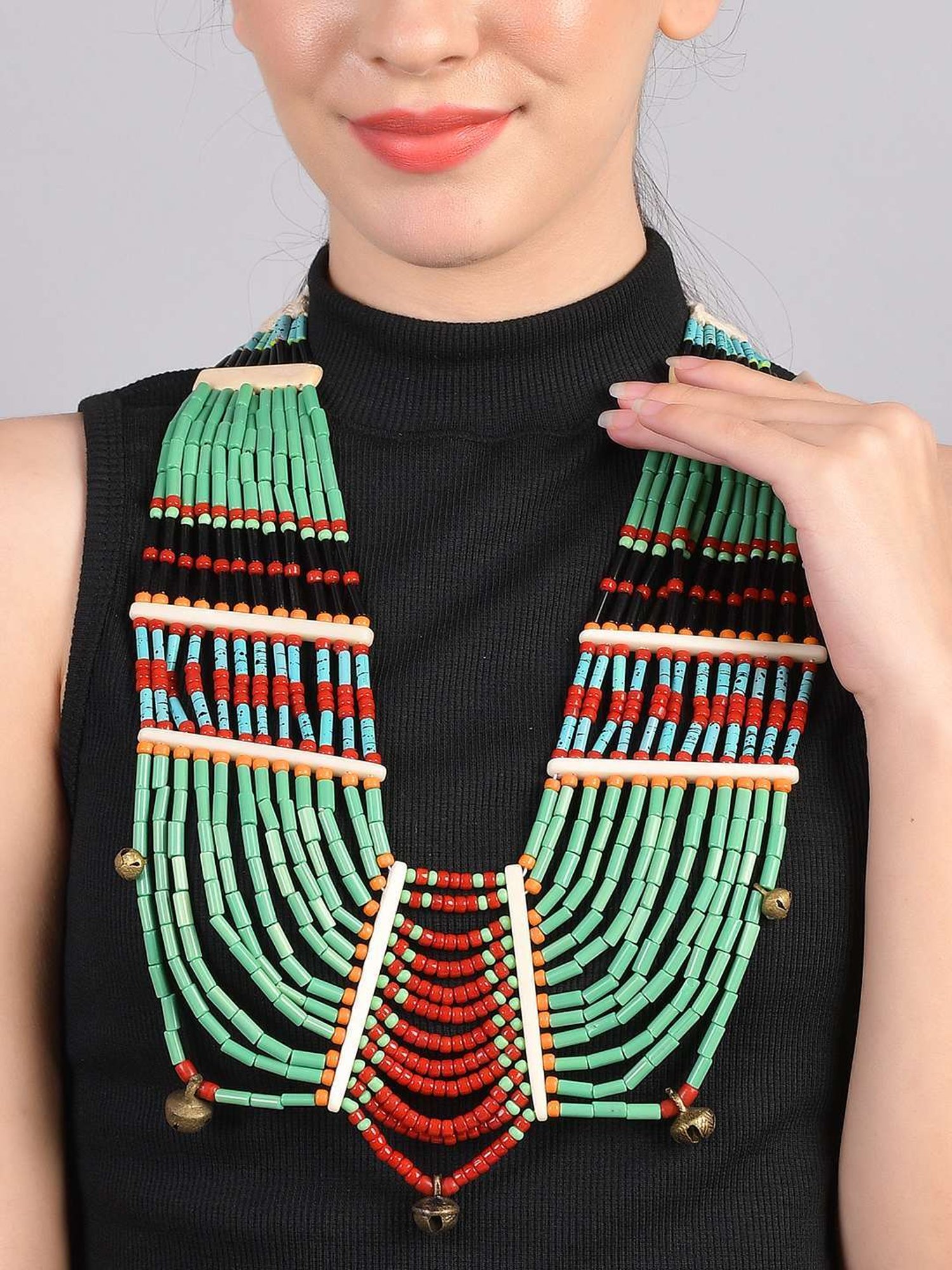 Imli Street Multicolor Vintage Naga Beaded Tribal Necklace