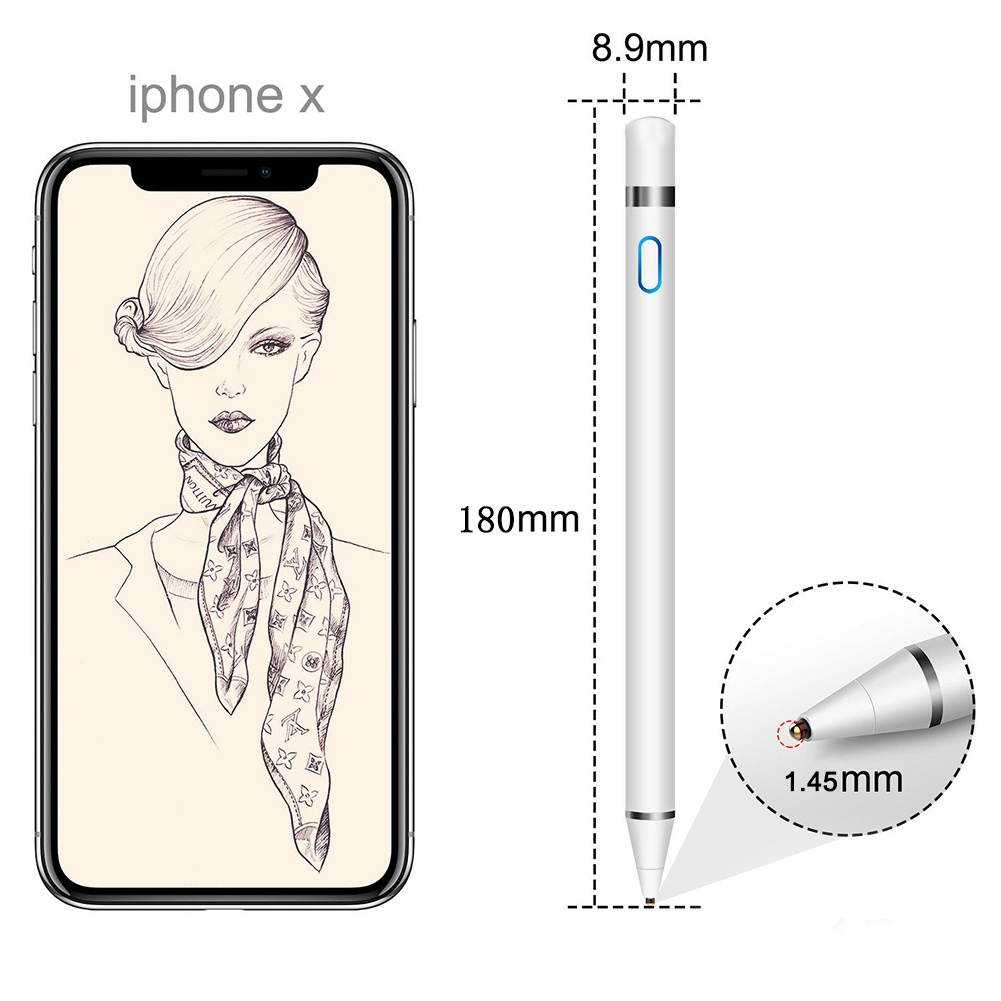 Active Capacitive Round Cover Stylus Pen Silicone Head Touch Screen For IPad Pro