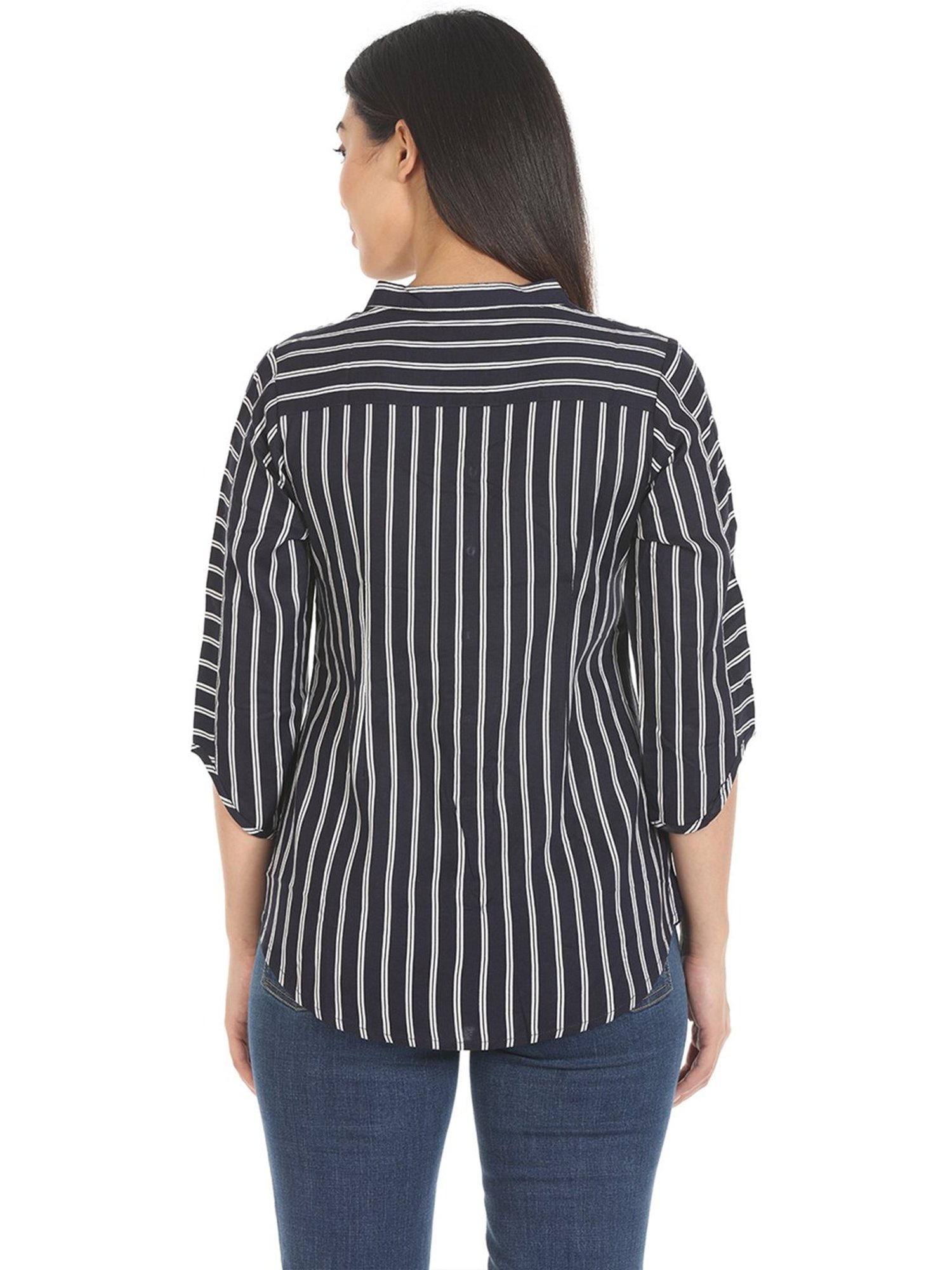 Mustard Navy Striped Shirt