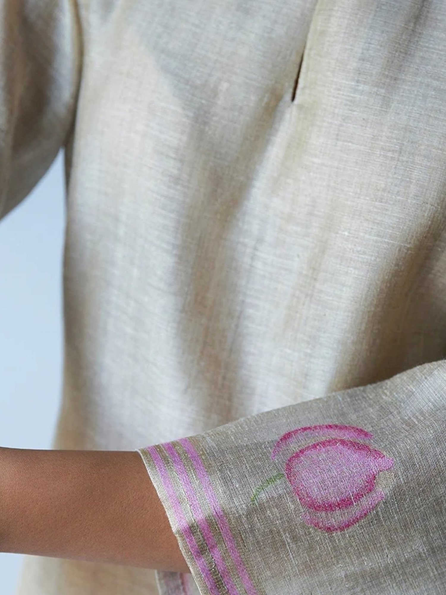 Ganga Fashions Beige & Pink Saadagi Woven Kurta with Pant and Dupatta