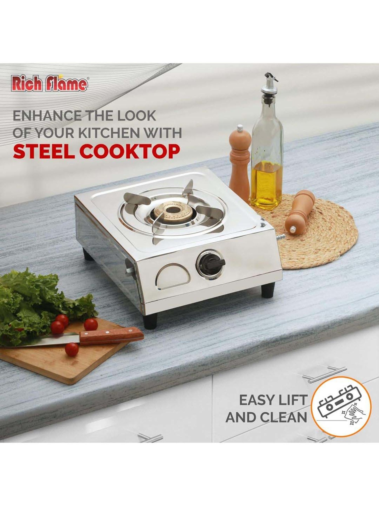 RICHFLAME Gas Stove with Single Burner ( Silver )
