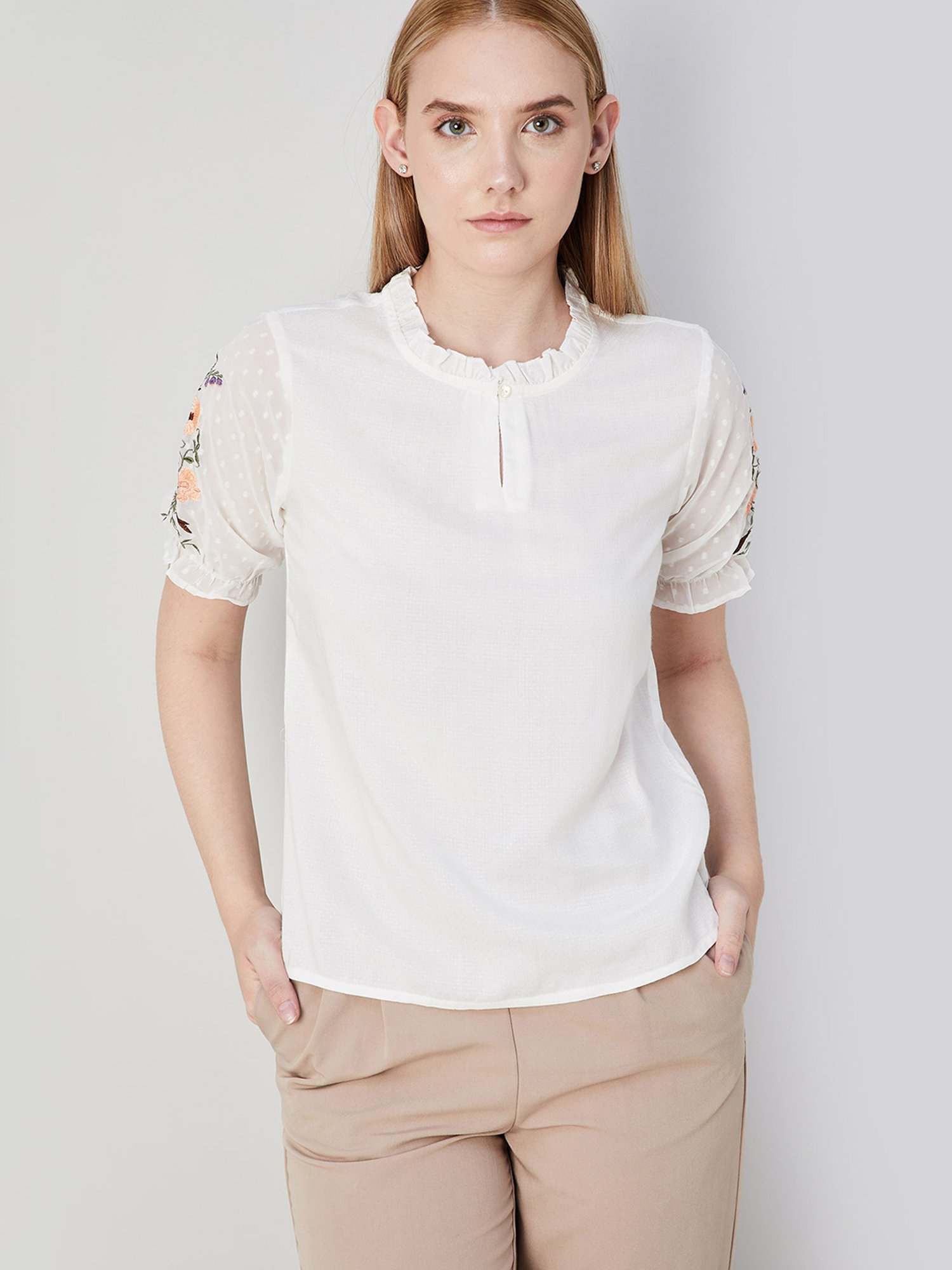 Code by Lifestyle Off White Regular Fit Top