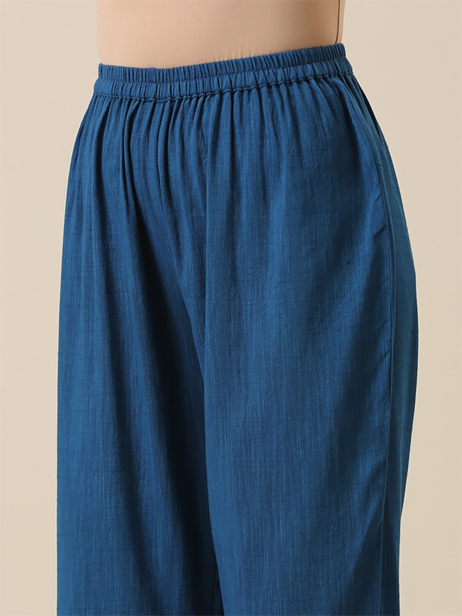 true Browns Blue Cotton Kurta Palazzo Set