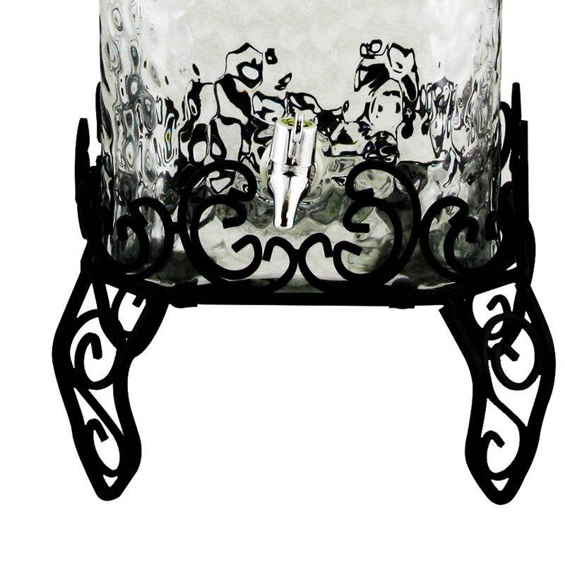 Gibson Home 2gal Glass Embossed Beverage Dispenser with Wire Stand