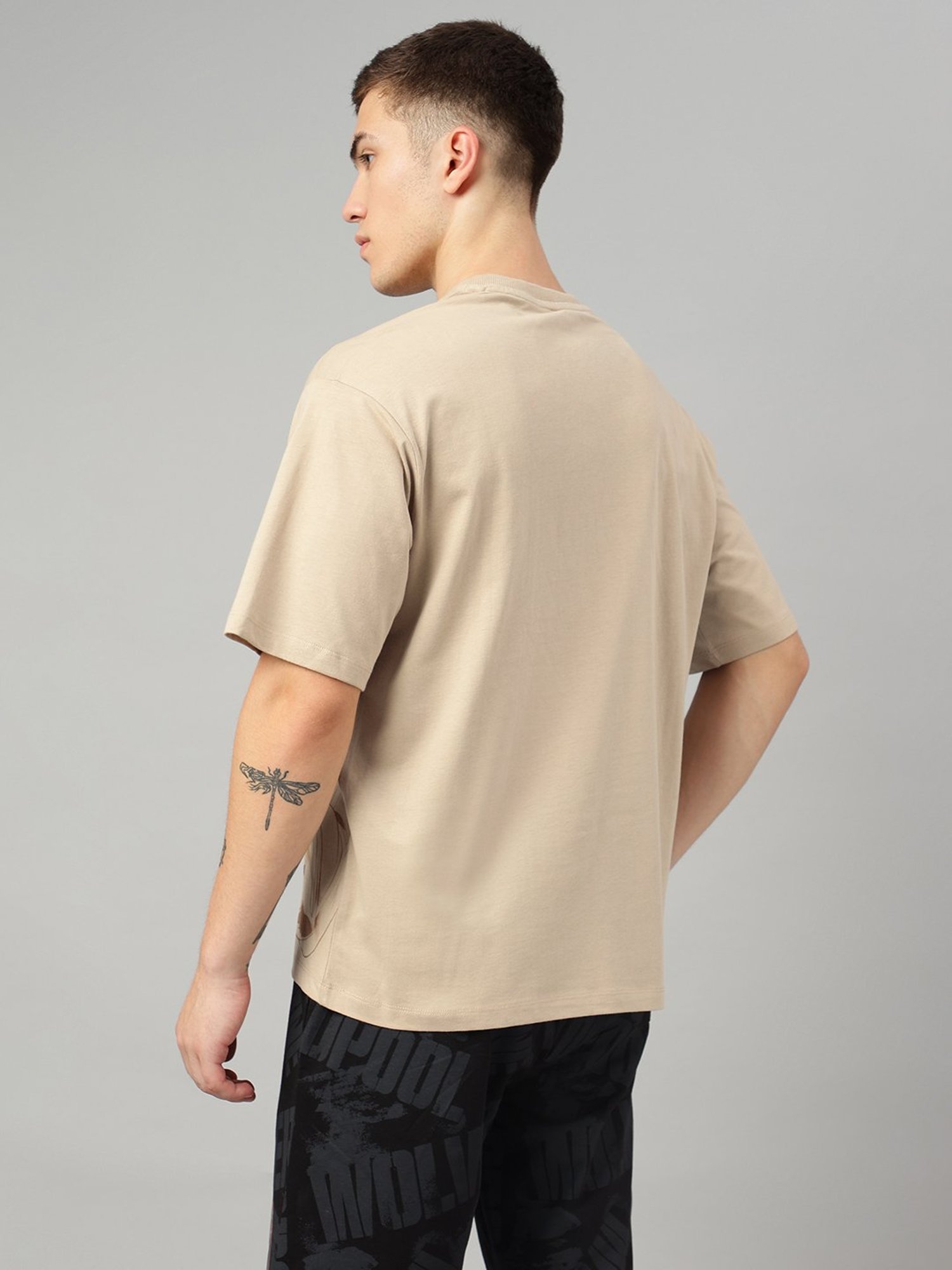 Free Authority Beige Loose Fit Deadpool Print T-Shirt