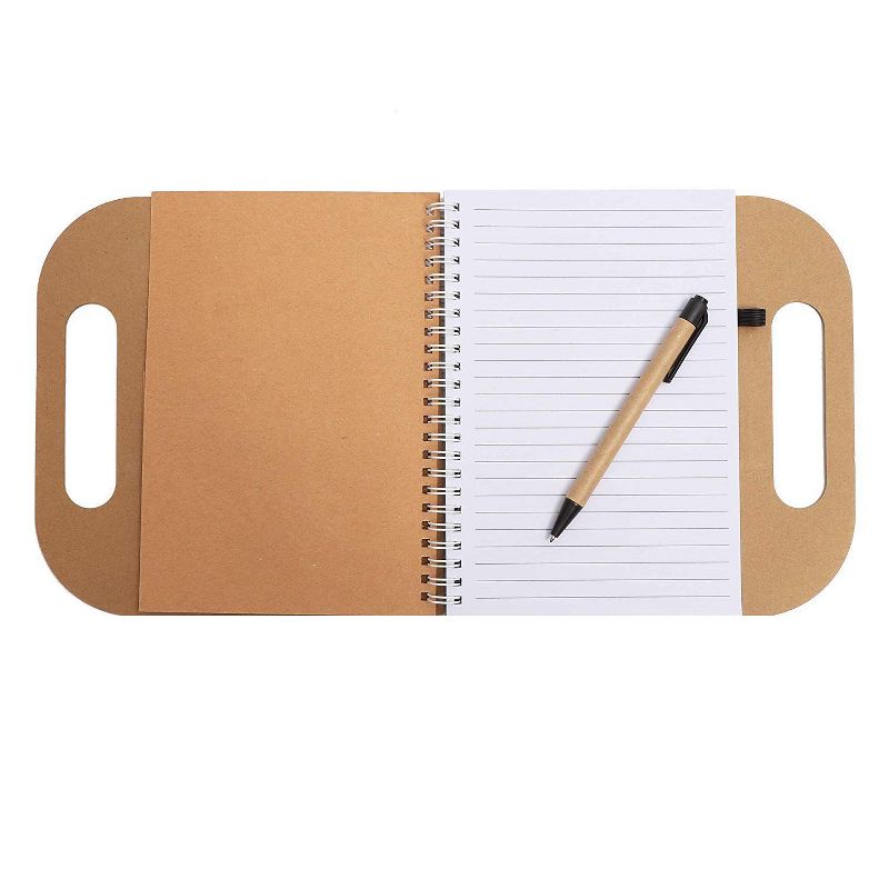 Paper Junkie 4-Pack Brown Kraft Hardcover Travel Notebooks with Sticky Notes & Pen (8 x 8 in, 60 Sheet)