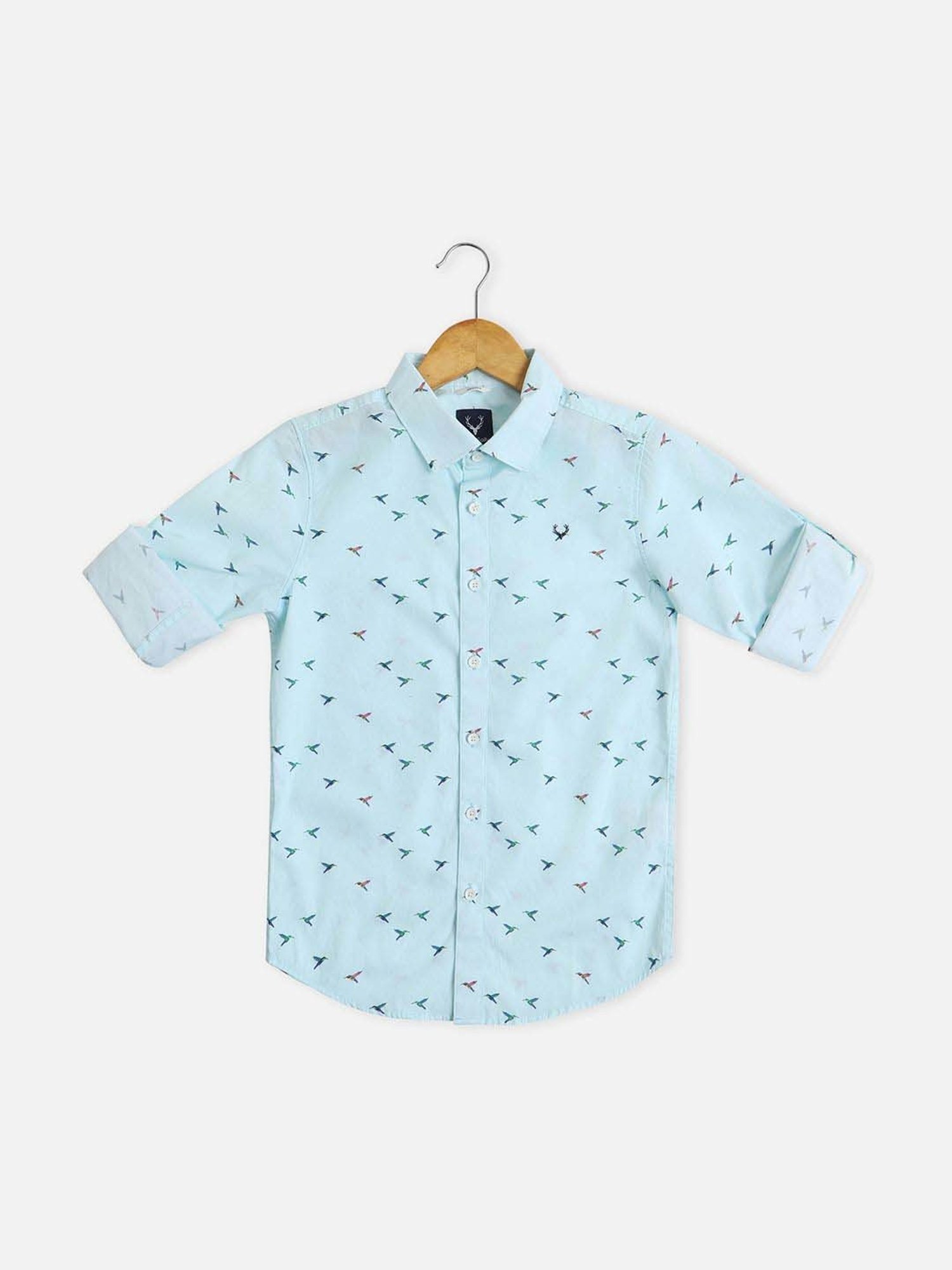 Allen Solly Kids Blue Cotton Printed Full Sleeves Shirt