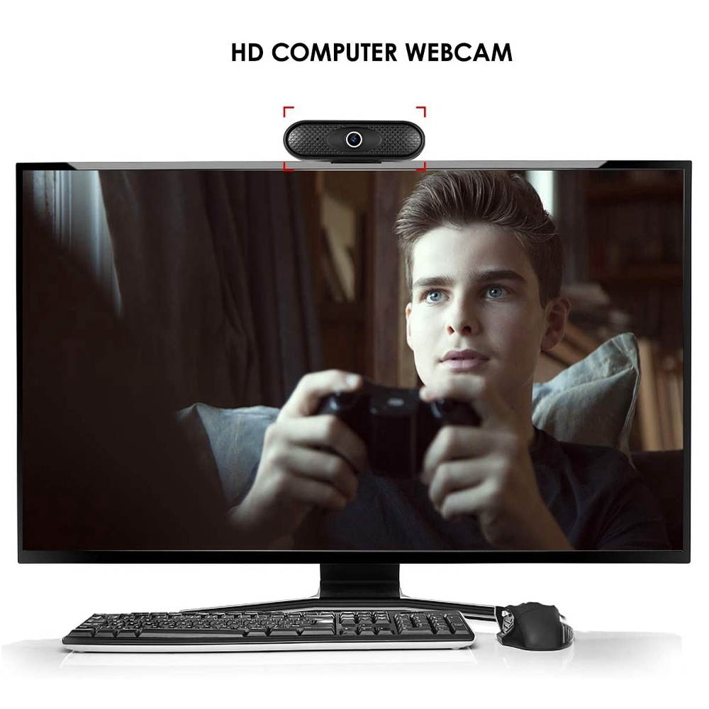 Full HD 1080P Web Camera Computer USB Driver-Free Webcam with Noise-Cancelling Mic for Teleconferencing Live Streaming