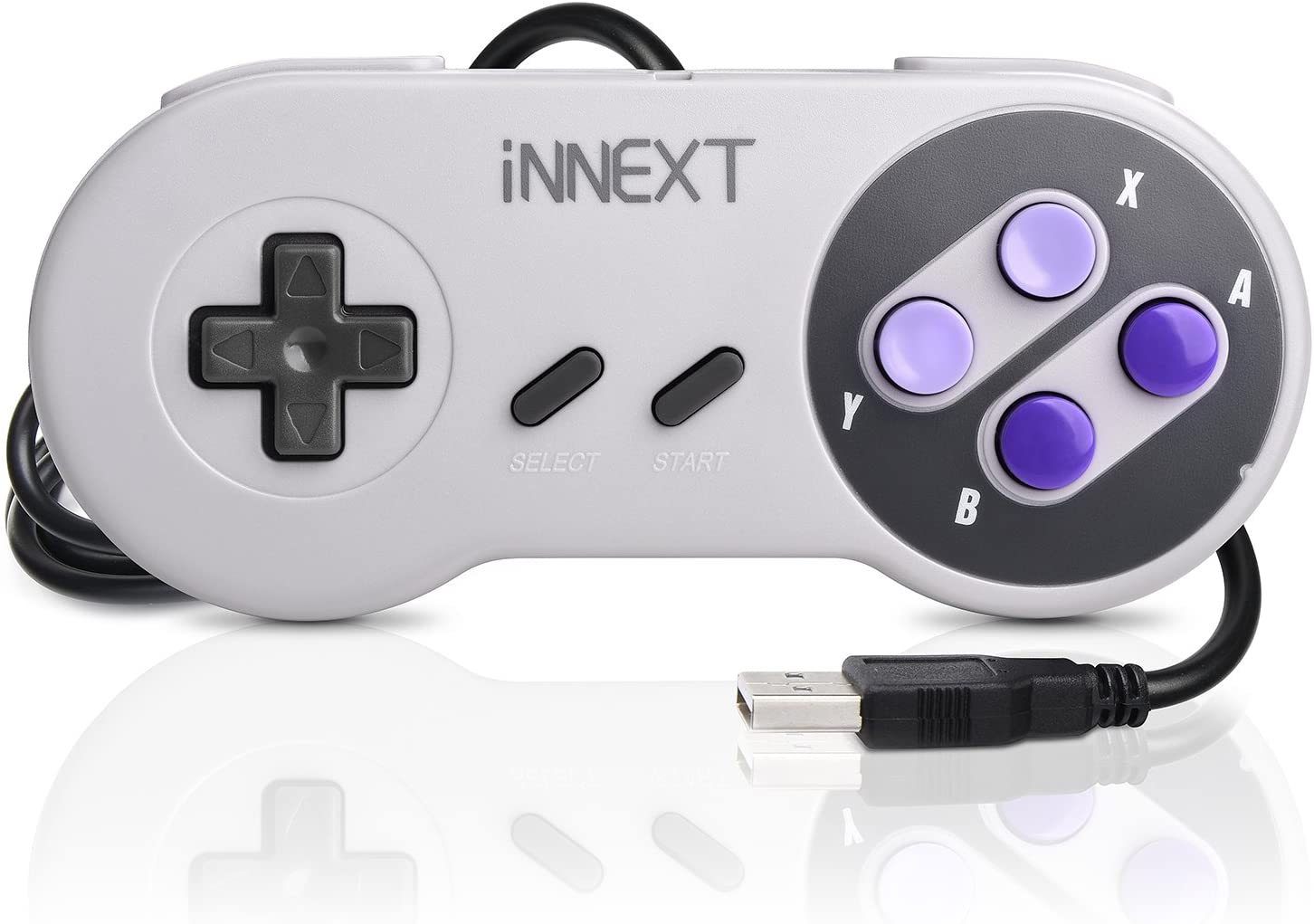 2 Pack SNES Retro USB Super Controller Gamepad Joystick, USB PC Super Classic Controller Joypad Gamestick for Windows PC MAC Linux Raspberry Pi 3 Sega Genesis Higan Grey/Purple