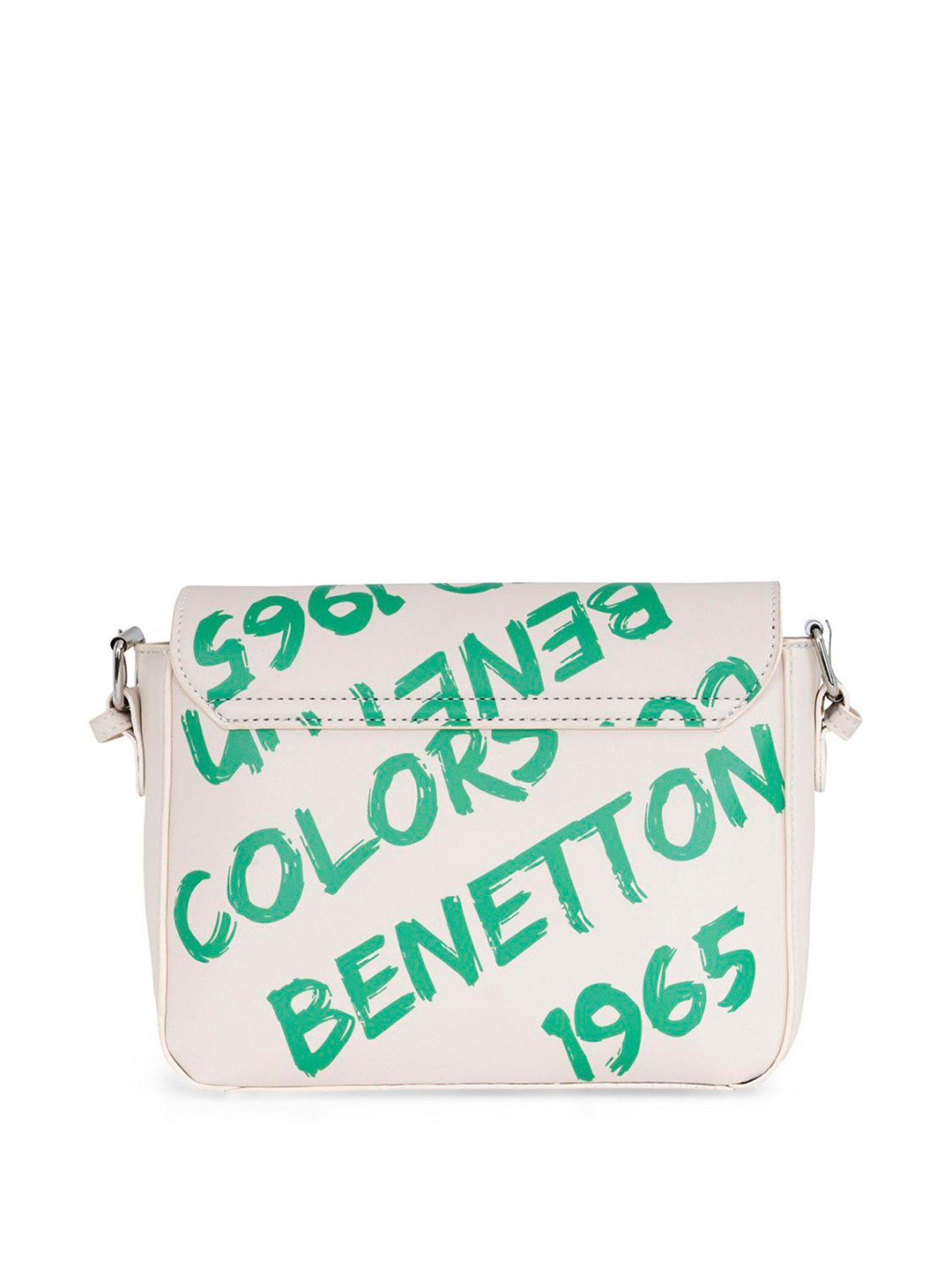 United Colors of Benetton Rylie White PU Printed Sling Handbag