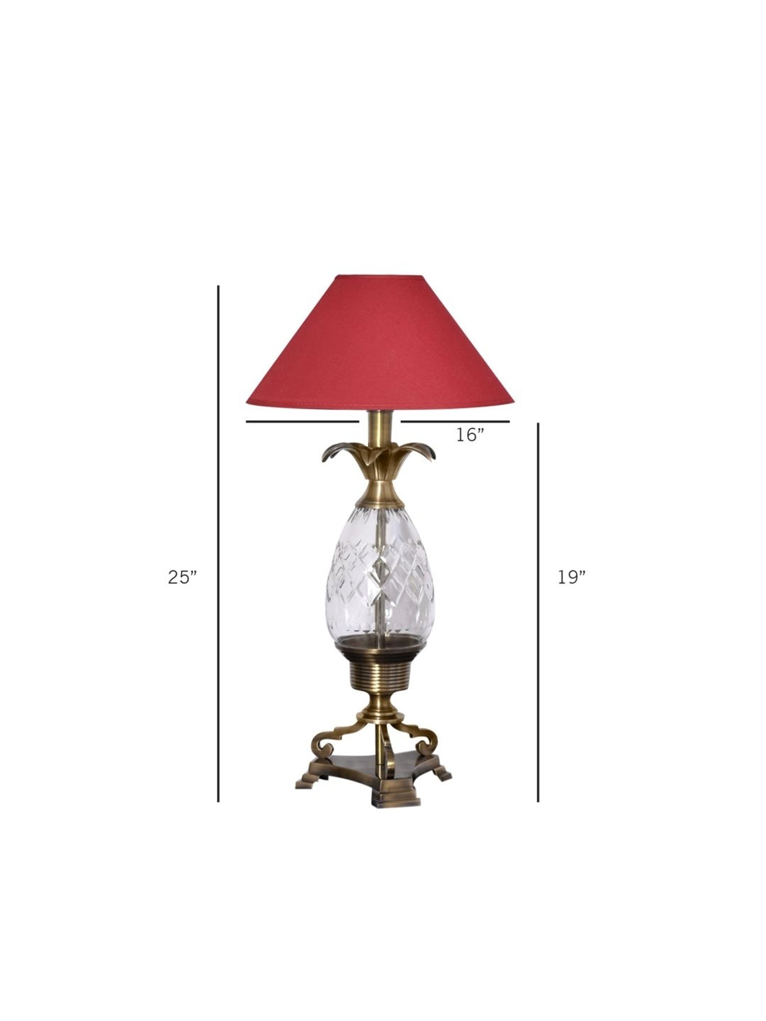 Kapoor Lamp Shades Brass Antique & Red Brass Louise & Cotton Shade Table Lamp