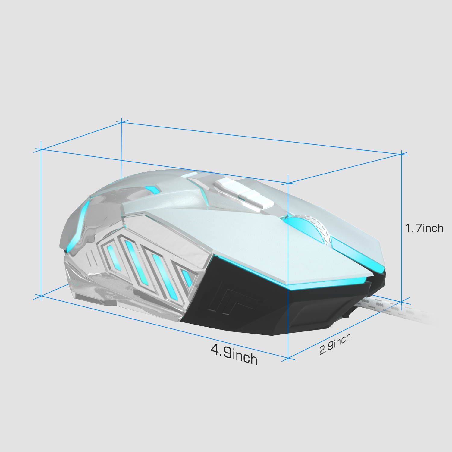 MageGee G10 Gaming Mouse Wired, 7 Colors Breathing LED Backlit Gaming Mouse, 6 Adjustable DPI (up to 3200 DPI), Ergonomic Optical Computer Mouse with 7 Buttons for Windows PC Gamers(Silver)