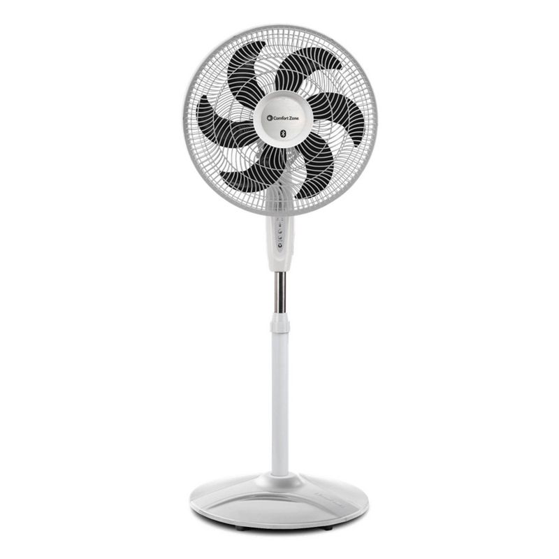Comfort Zone 18" Power Curve Smart Oscillating Stand Fan White