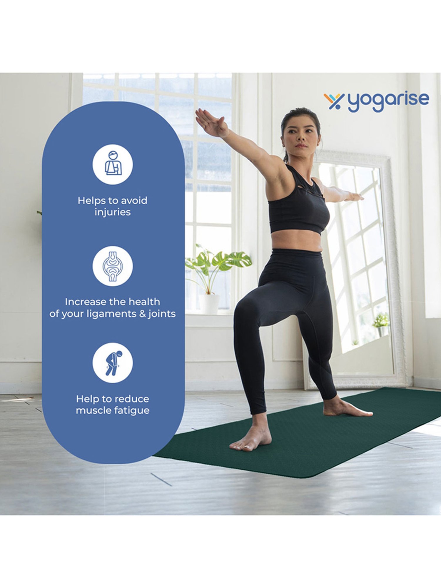 Yogarise Anti-Skid Yoga Mat Combo (Bottle Green) Size - 6mm