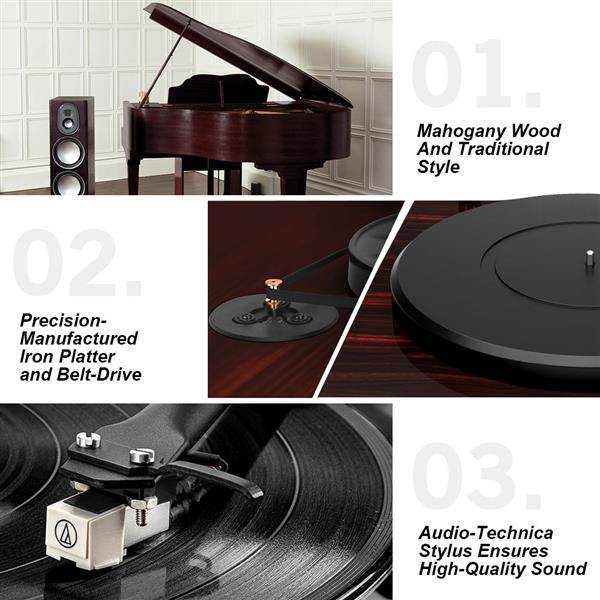 Record Player Turntable with Built-in Phono Preamp and Belt Drive