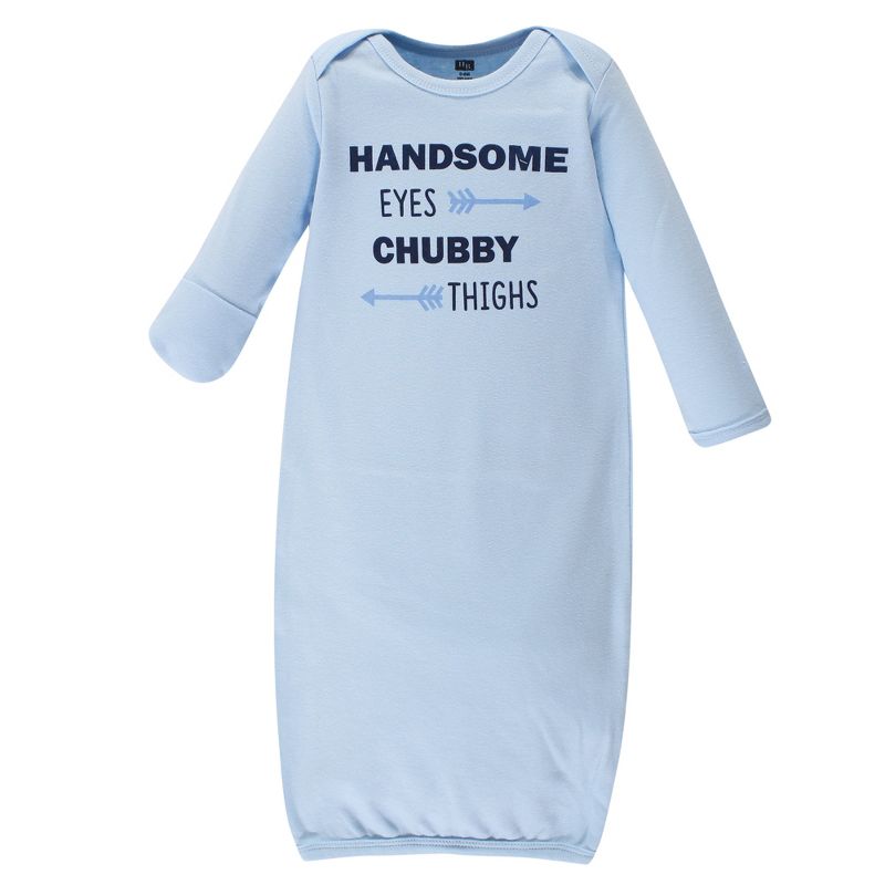Hudson Baby Infant Boy Cotton Long-Sleeve Gowns 4pk, Handsome Fella, 0-6 Months