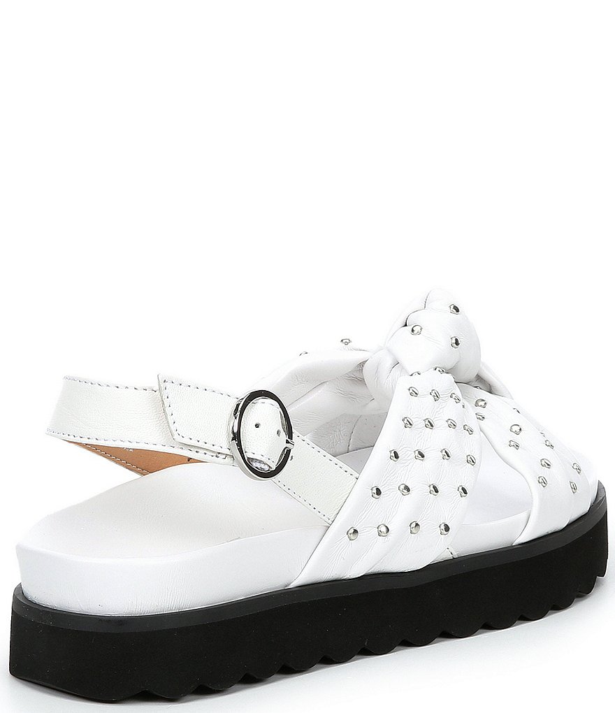 Schutz Brienne Studded Leather Knot Detail Platform Sandals