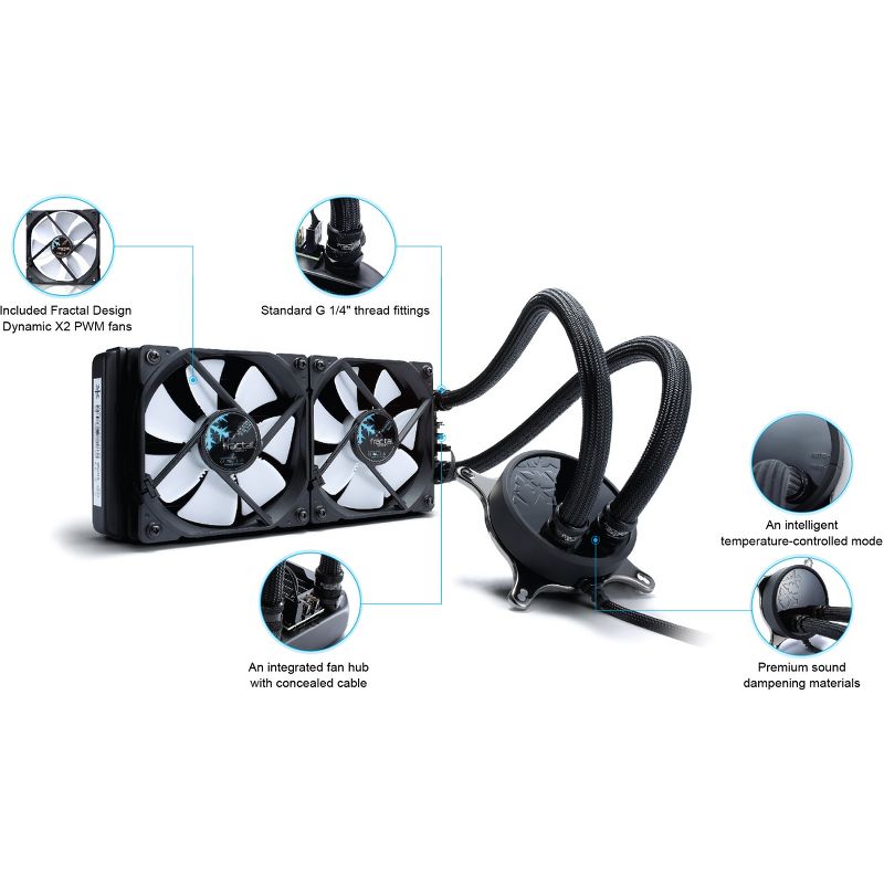 Fractal Design Celsius S24 Cooling Fan/Radiator - 2 x 87.6 CFM - 32.2 dB(A) Noise - LLS Bearing