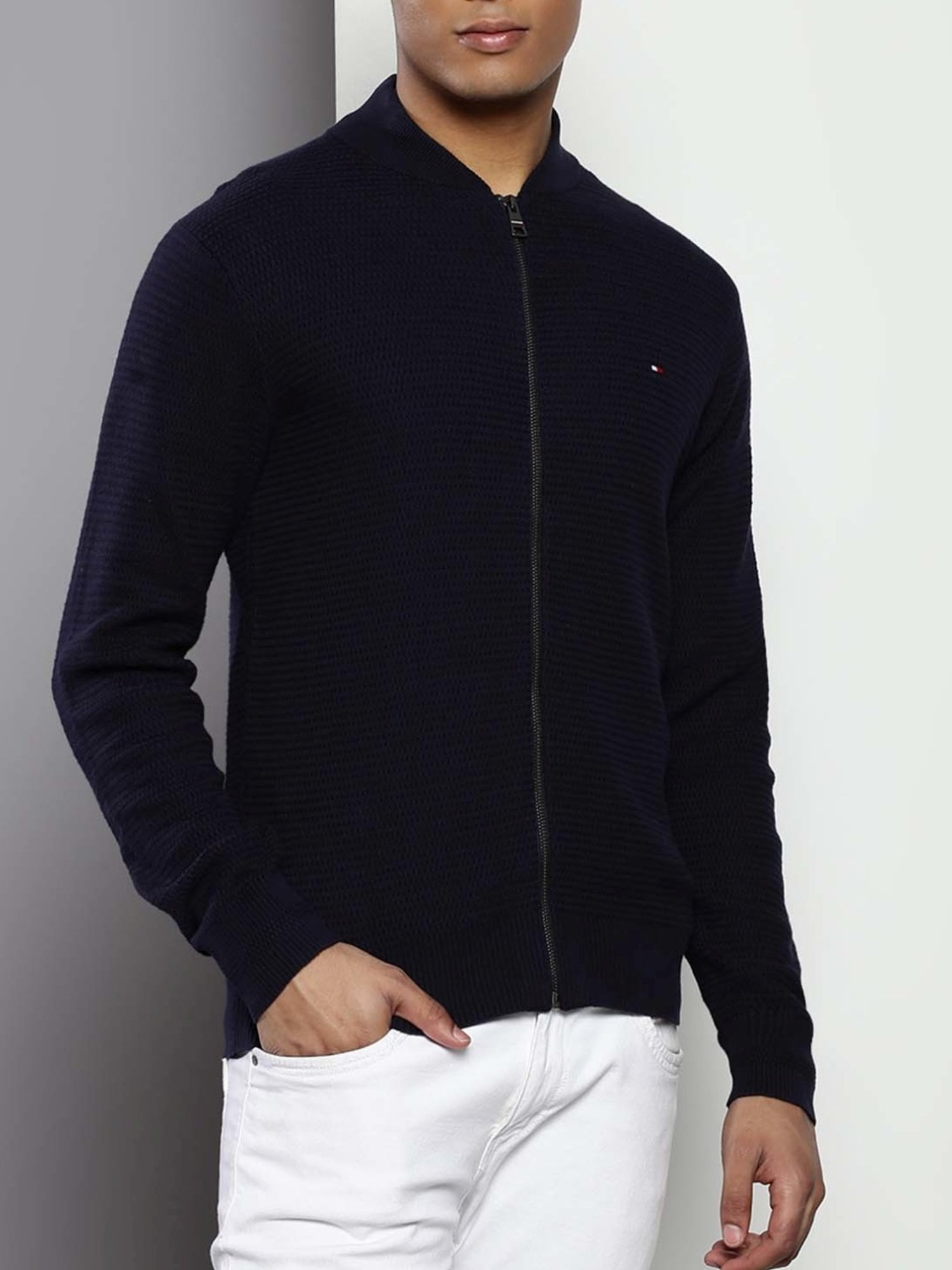 Tommy Hilfiger Desert Sky Cotton Regular Fit Self Pattern Sweater