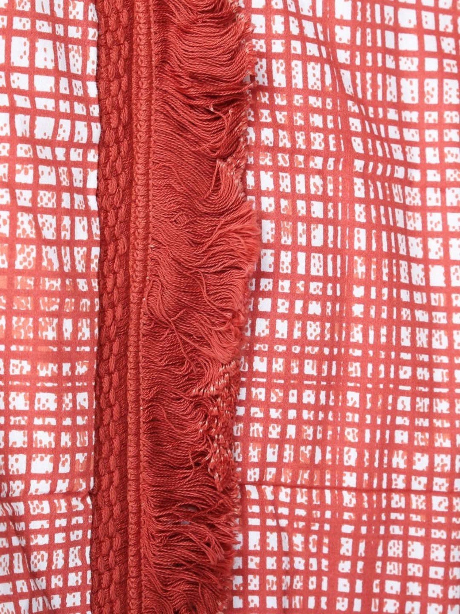 House This Kattam-Kuta Coral Cotton Bed Cover - Set of 1