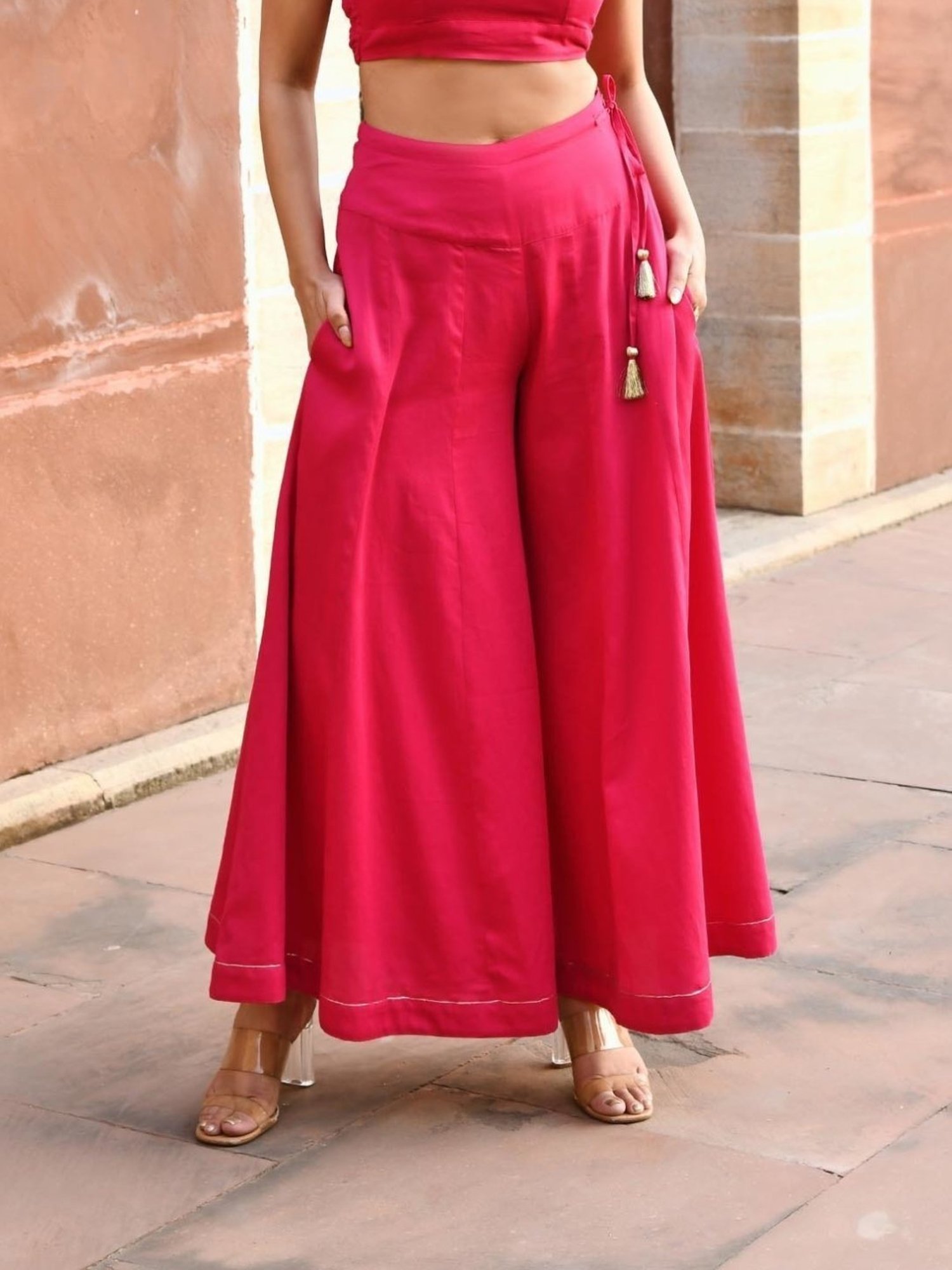 Gulaal Pink Ashi Flared Palazzo