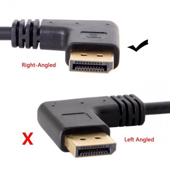 Cablecc DisplayPort Display Port Male to Female 90 Degree Right Down Angled Extension Cable