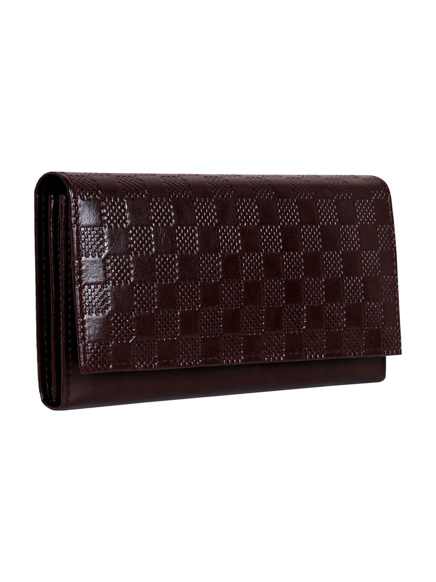 Abeeza Brown Textured Leather Large Clutch
