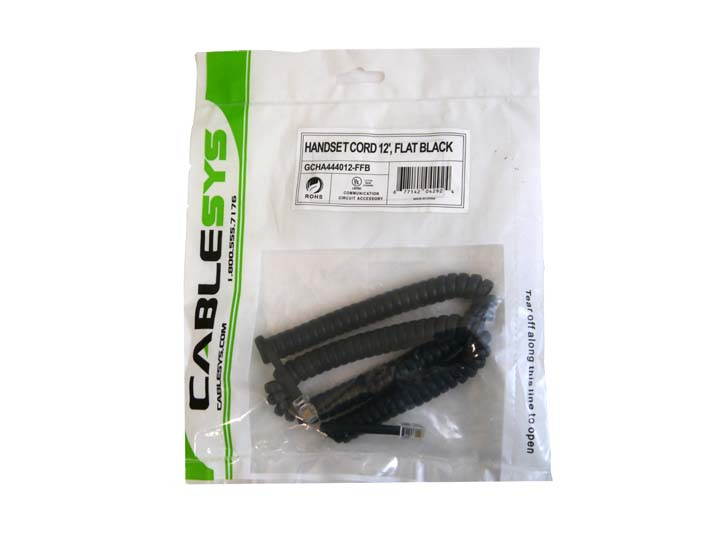 GCHA444012-FFB HANDSET CORD 12  FLAT BLA