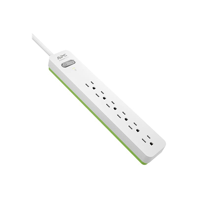 Surge Protector Power Strip  PE66W 1080 Joule Flat Plug 6 Outlet Power Cord Strip