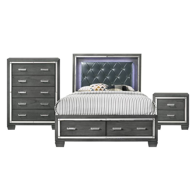 3pc Queen Kenzie Storage Bedroom Set Gray - Picket House Furnishings