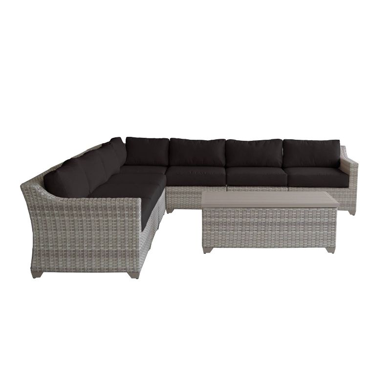 Farimont 8pc Patio Sectional Seating Set with Cushions - Black - TK Classics