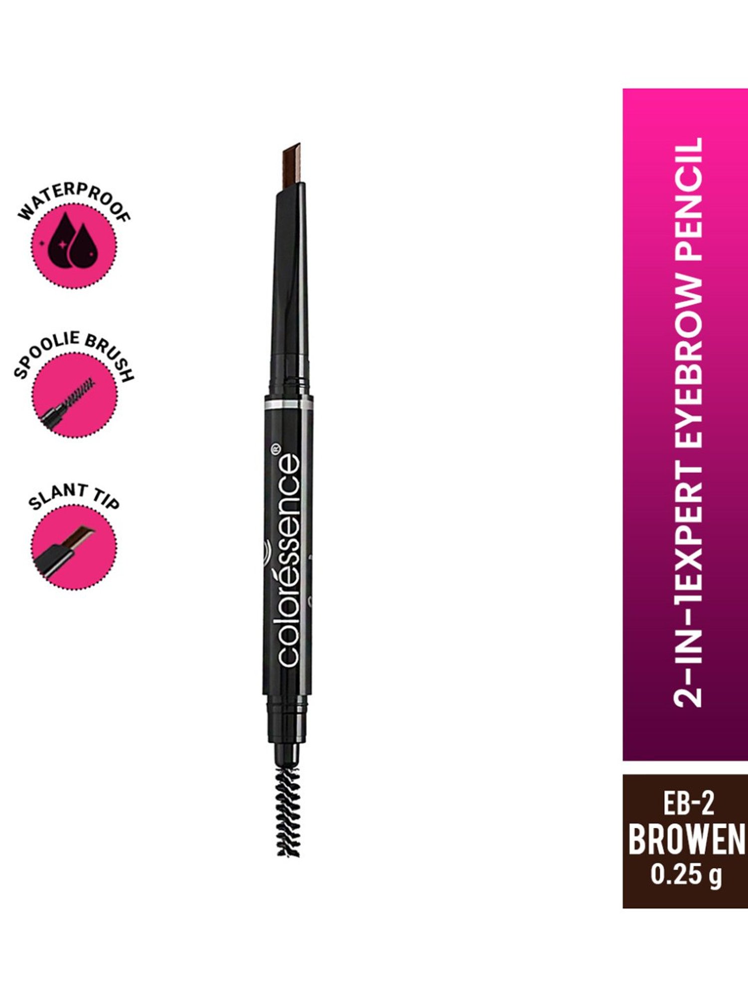 Coloressence 2 in 1 Dual Function Eye Brow Filling Pencil with Spoolie Brown - 0.25 gm