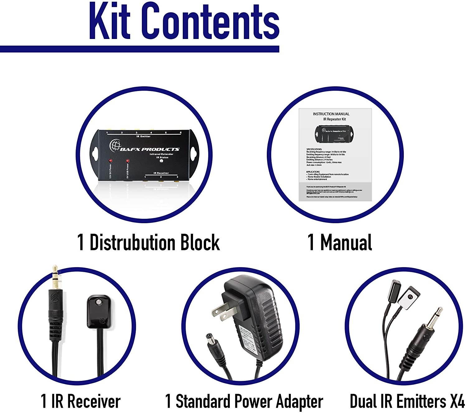BAFX Products (Infrared) IR Remote Control Extender or IR Repeater Kit - Control 1 to 8 Devices (Expandable to 12!)