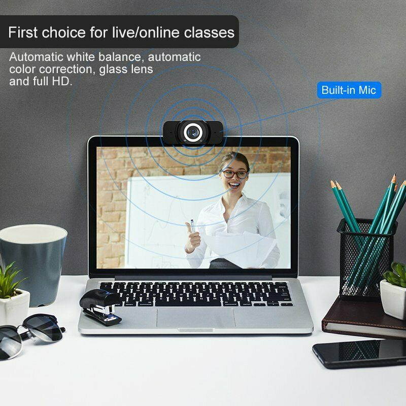 1080P HD Webcam Camera USB Cam Microphone Video Computer For PC Laptop Desktop