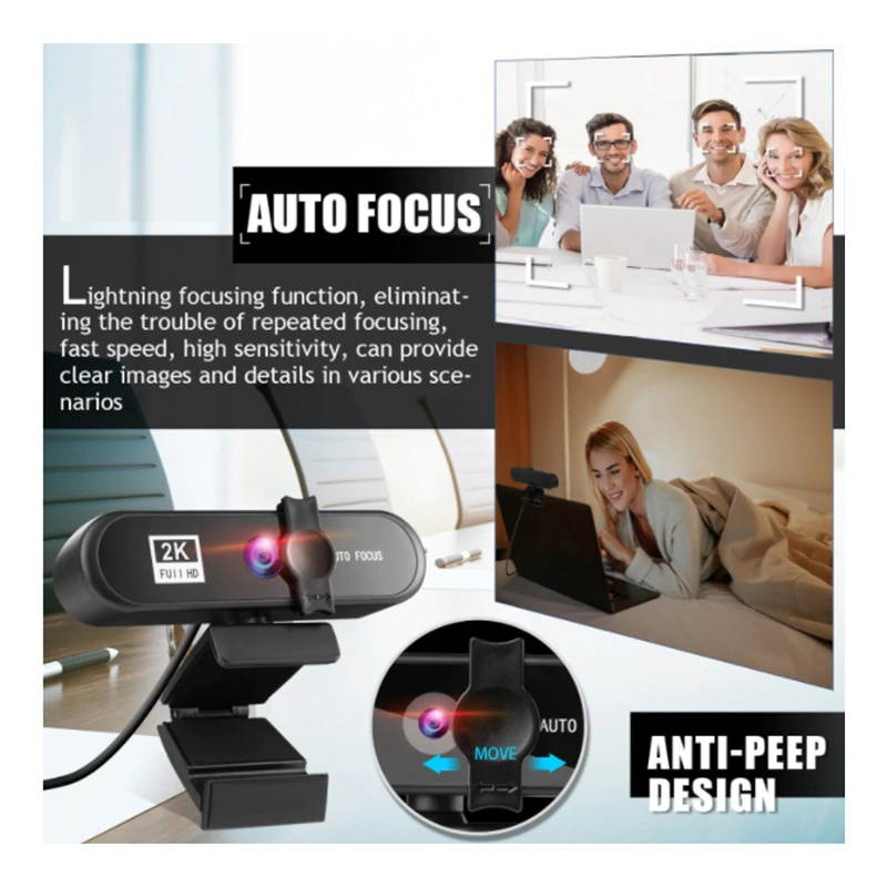 Webcam 1080P Computer Camera with Privacy Cover USB Connection Built-in Noise-reduction Microphone for Live Video
