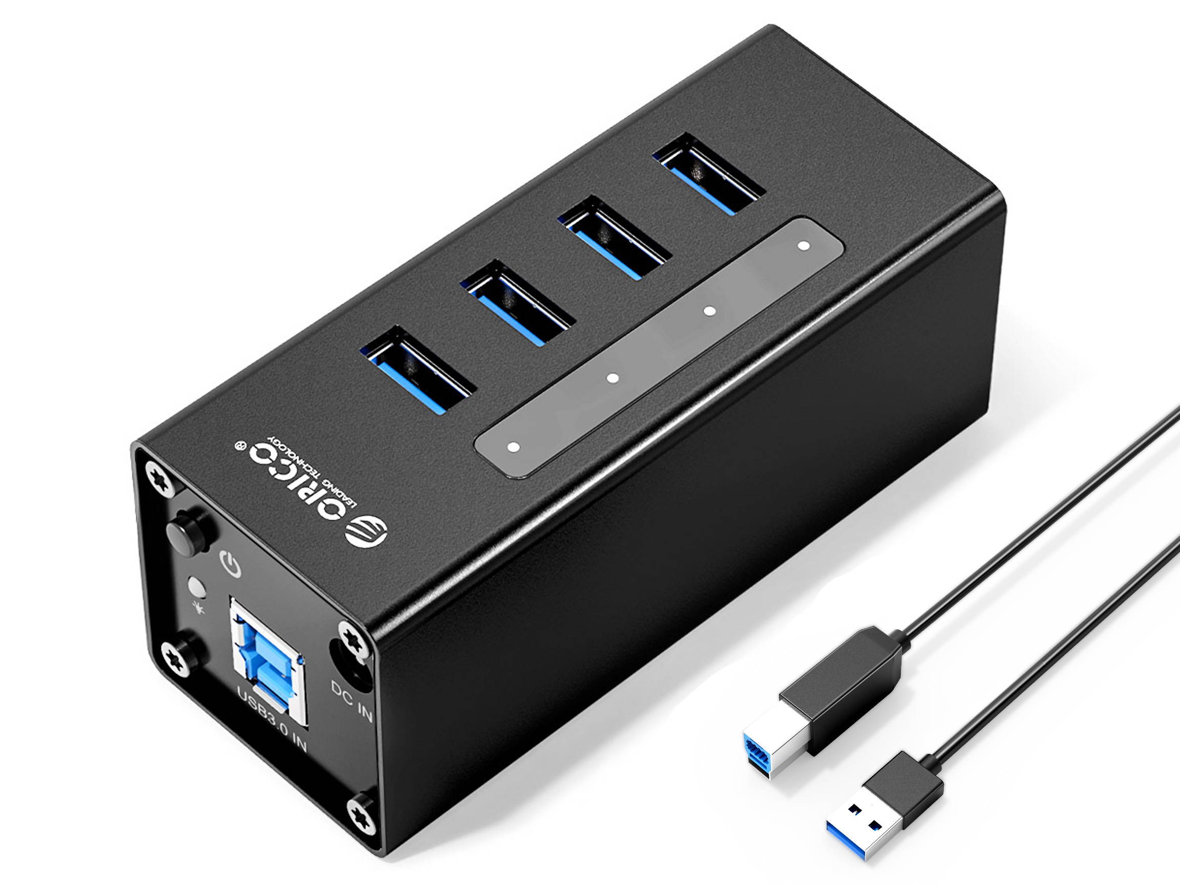 USB 3.0 Hub, Portable SuperSpeed 4 Port USB 3.0 Hub with Built-in Cable , USB Extension Multi-function USB Dock Hot Swapping Support for  Mac, PC, USB Flash Drives and Other Devices