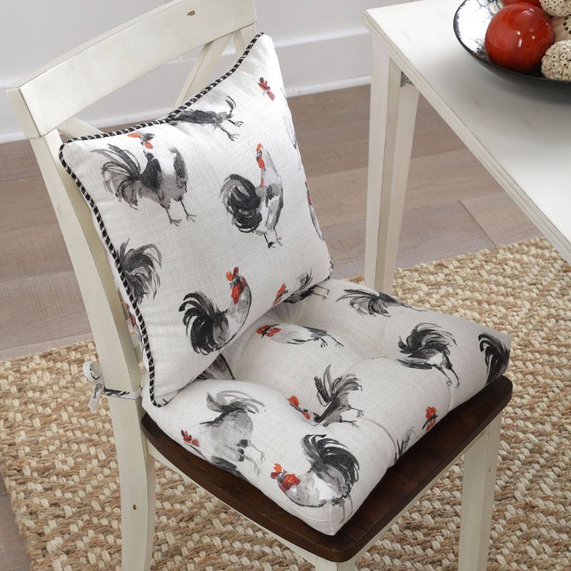 Set of 2 Rooster Linen Reversible Chair Pad - Pillow Perfect