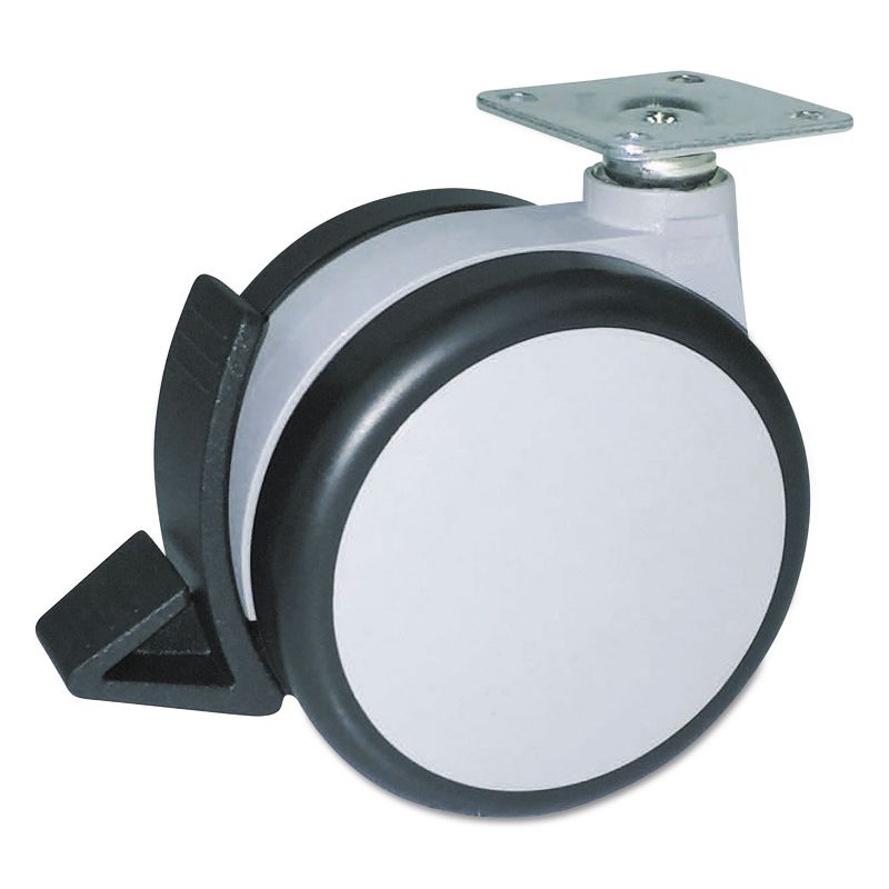 Master Caster Gemini Heavy-Duty Twin Wheel Hard Floor Casters with Brake J Plate Gray 4/Set 71444