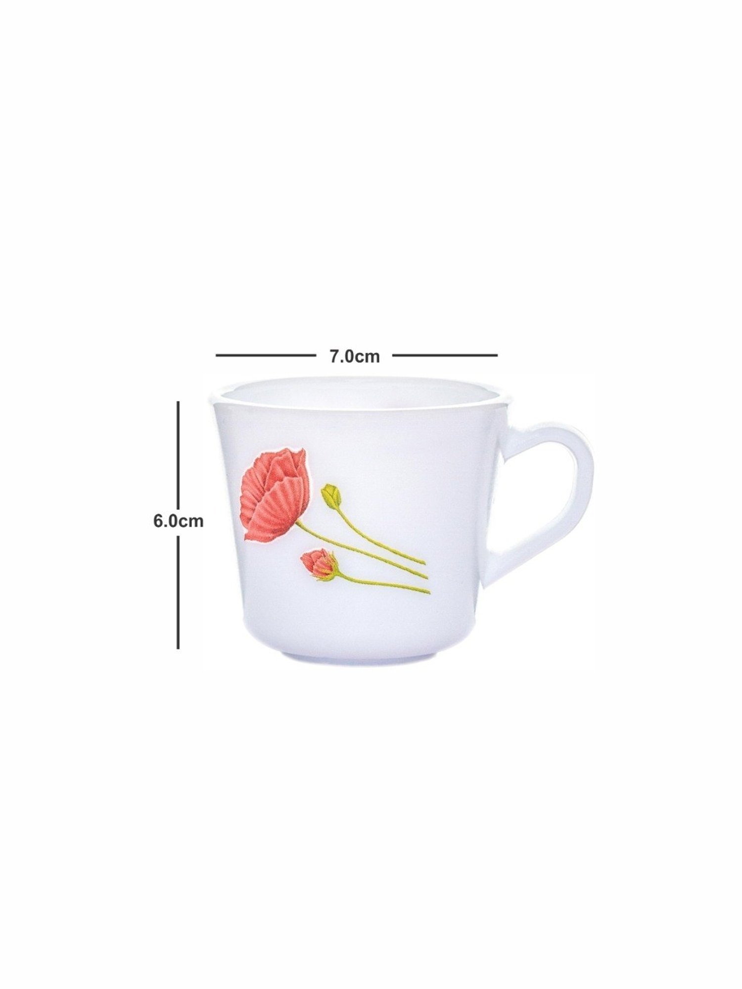 Larah by Borosil White Ceramic Opalware Mug - Set of 6 160ml