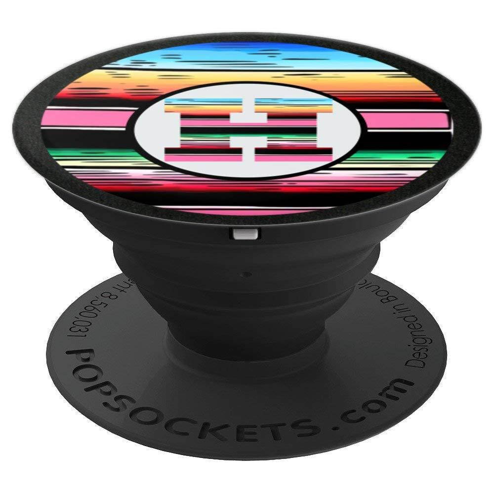 Monogram Initial H Striped Pattern Cute Gift PopSockets Grip and Stand for Phones and Tablets