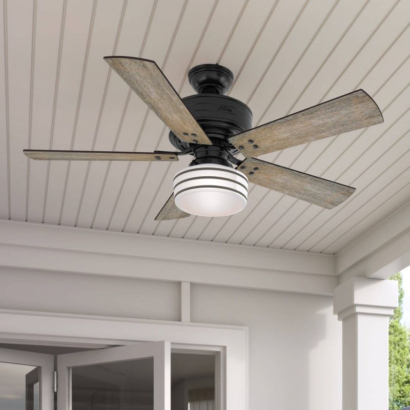 52" Cedar Key Damp Rated Ceiling Fan with Remote Black (Includes LED Light Bulb) - Hunter Fan