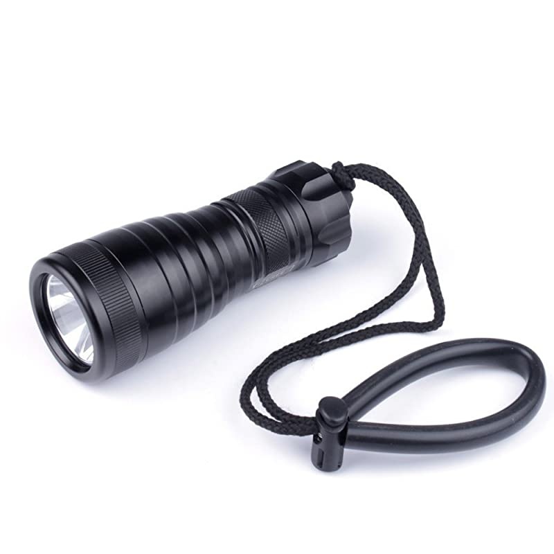 Underwater Dive Lighting Lamp Torch 1800lm Cree Xml-T6 L2 LED Flashlight 150m Waterproof Scuba Diving Submarine Handheld Torch with Lanyard (Without 3 x AA Battery)- Black