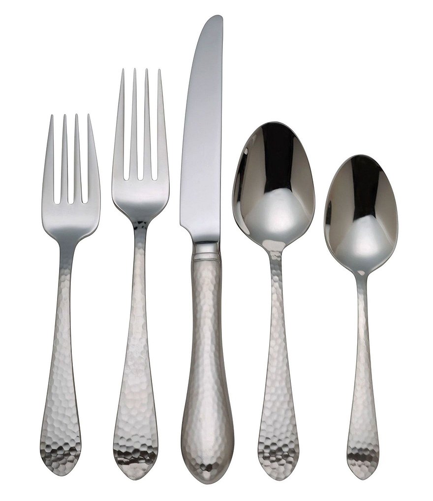 Reed & Barton Hammered Antique Stainless Steel Flatware