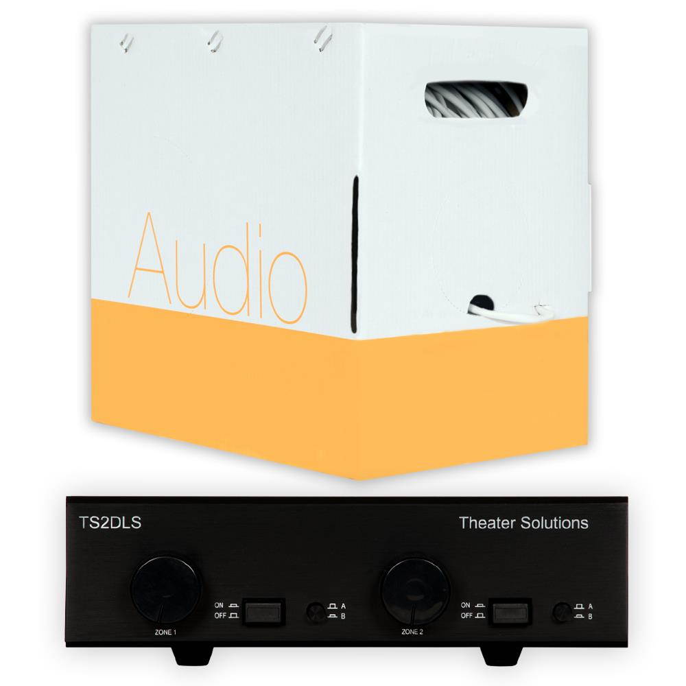 Theater Solutions TS2DLS Speaker Selector Box Dual Input and 500 Feet 2 Conductor 16 Gauge CL3 Wire