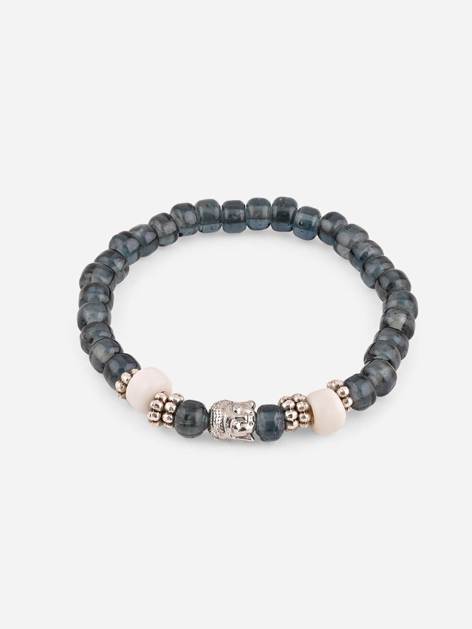 The Bro Code Set of 3 Black Beaded Metal and Skull Bracelet for Men